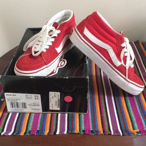 Vans Red & White Skate Mid women’s 6.5 /men’s 5.0